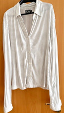 Damen Shirt-Hemd/Bluse Langarm XL weiß feine schwarze Streifen Top-Zustand