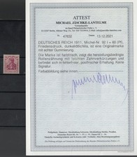 DR: GERMANIA, MiNr. 92 I ** POSTFRISCH, ATTEST JÄSCHKE-LANTELME, Michel 800,- €