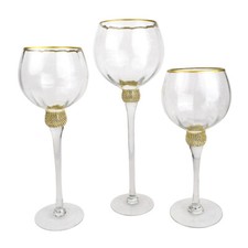 3er Set Glaskelch mit Goldrand