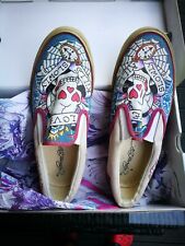 ED HARDY Sneaker Skull Love kills slowly blau Taube Herz Tattoo Karton Gr 38