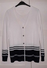 EDEL!   Schönes Twinset von  ASPA, Gr. 42, weiß-blau, kaum getragen