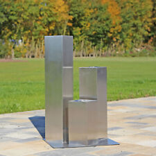 3 Säulen Edelstahlelement Skulptur Gartenbrunnen Edelstahl Wassersäulen Deko 1