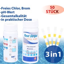 Pool pH Wert Chlor Tester Wassertester 3in1 Whirlpool Teststreifen Pooltester CE