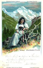 Schweiz, Berner Oberland, Berner Oberländer-Tracht, Farb-Litho, 1899
