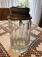 Antiker Bierkrug aus Zinn und Glas 1894 Studentika mit Ritterwappen!