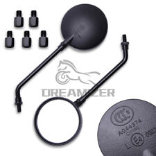 Paar Rund Motorrad Spiegel Rückspiegel E-geprüft Lenkerspiegel M10 M8 Schwarz