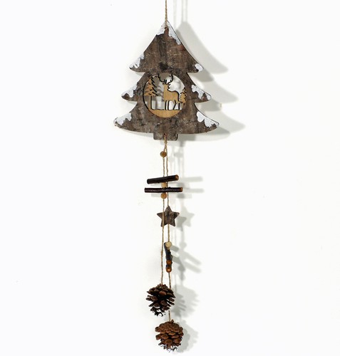 Hänger tanne mit rentier - hänger, holz