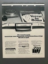 Samsonite Aktenkoffer mit Zahlenschloss Werbeanzeige 1972 Vintage Ad Reklame