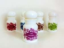 Milchglas Gewürzgläser 1970 Belgisch Vintage Mehrsprachig Küche Aufbewahrung 5er Set