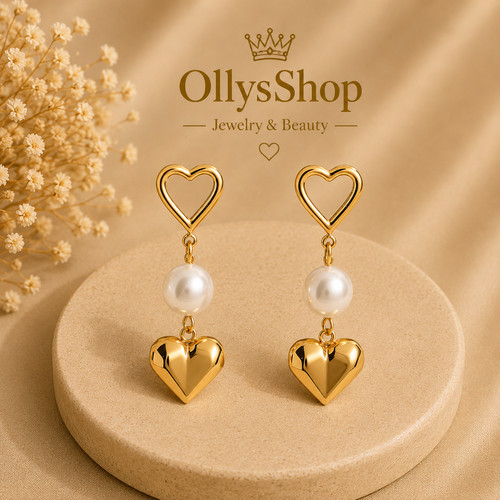 Hearts and pearl ohrringe - hearts,
