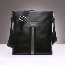 Herren Umhängetasche Schulter Tasche Messenger Bag im Leder Look Schwarz NEU