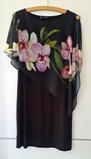 Schwarzes Kleid, Blumenkleid - Orchidee in Größe 40/42