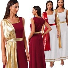Damen Kleid Quadratischer Hals Kostüme Griechisch Röcke Urlaub Uniform Maxi