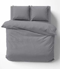 Bettwäsche-Set 240x220 cm Uni anthrazit Doppelbett Bettbezug Renforcé Baumwolle