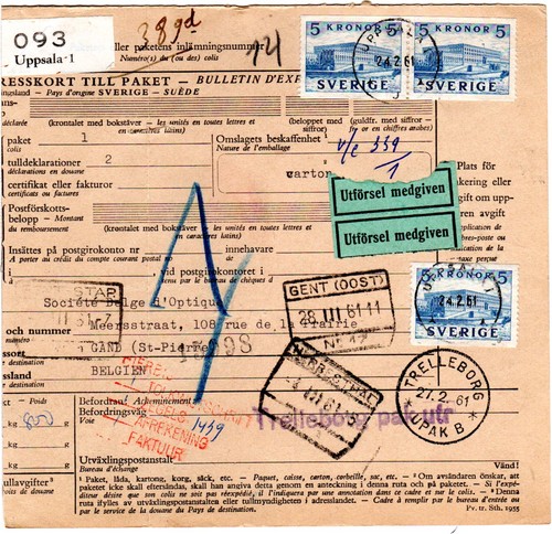 Schweden 1961 mef 3x5 - kr., auf
