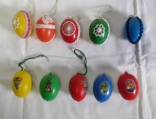 10 DDR Plaste Eier Ostereier Konvolut Spitze Abziehbilder Osterschmuck Vintage 