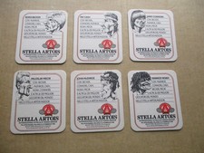 6 alte Bierdeckel aus Belgien Stella Serie komplett Tennisspieler mit Becker etc