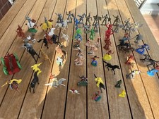 Cowboy Indianer Ritter Vintage Spielzeug Konvolut Figuren Sammlung 60er Jahre