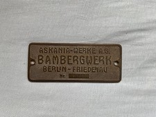 Altes Metall Schild Askania Werke AG Bamberg Werk Berlin - Friedenau Plakette 