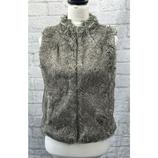 Monsoon Kunstfell Bodywarmer grau weiß meliert Gr. 8 Weste ärmellos Taschen