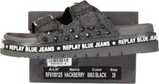 NEU! Replay Damen Schlappen HACKBERRY, schwarz-glitzer, Gr. EUR 39
