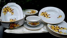 Essservice..Henneberg Porzellan " HELENA "..Gelbe BLUMEN...18-teilig..Handbemalt