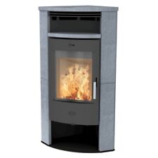 Fireplace Malta Eckkaminofen 6 kW Naturspein Speckstein Stahl Schwarz R3500