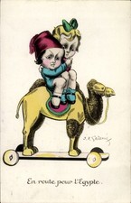 Künstler Ak Kinder fahren auf Kamel-Spielzeug, Ägypten - 11454606