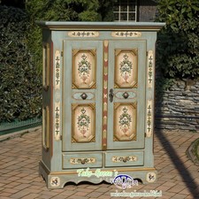 Voglauer Fernsehschrank Altblau Anno 1700 Handbemalt Vintage Landhaus Antik