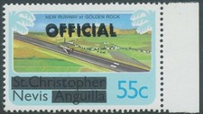 NEVIS 1980 55C new runway Golden Rock w DOUBLE OVERPRINT "OFFICIAL" U/M VARIETY 