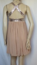 Cocktailkleid 36 nude Hochzeit silber Pailletten Babydoll Lipsy London Kleid neu