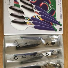 WMF Fantasia Blau Grün Matteo Thun 6 Espressolöffel 11,2 cm neuwertig