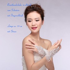 Brauthandschuhe Gloves Handschuhe Karneval Party Hochzeit schwarz weiß elbenbein