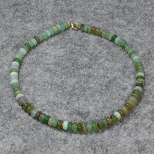 Chrysopras Halskette, Edelsteinkette (K2291), mit 925er Silber, vergoldet