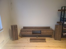 TV Lowboard Schrank Set Fernsehtisch, Hängeregale und Regal