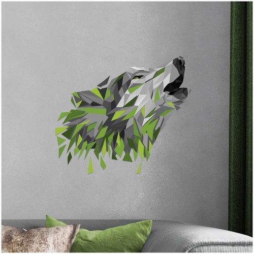 Wandtattoo polygon wolf - wandtattoo, grün