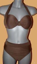 BÜGEL-BIKINI schoko-braun NECKHOLDER+ BALCONETTE 38 40 42 46 CUP D NEU