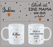 Becher Tasse weiß Druck Name personalisiert Glück ist eine ... wie dich zu haben