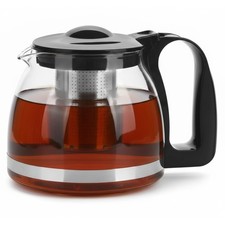 VIVIANA Glasteekanne 1500ml mit Stövchen & Edelstahl-Teesieb | Hitzebeständig, Ü