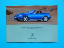 Prospekt / Preisliste - Mercedes R170 - SLK 200 K, 230 K, 320 und 32 AMG - 01/02