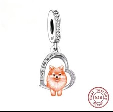 Pommerscher Hund Charm S925 Sterling Silber Armband/Halskette Dangle Charm