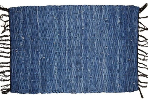Leder flickenteppich blau - leder,