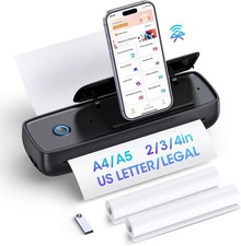 Portable Mobiler Drucker A4 für Unterwegs, Kabellos Bluetooth, Reisedrucker