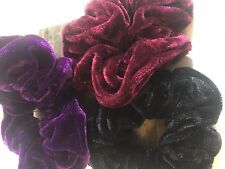 2 x Samt Haargummi Scrunchie Haarrosette ca. 11 cm Schwarz Bordeaux Rot Lila