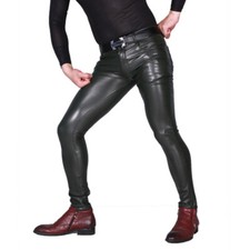 Herren Kunstleder Skinny Hosen