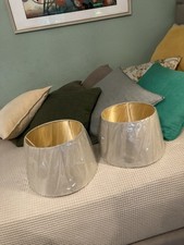 Lampenschirme 2 er Set Beige Leinen Innen Gold Loberon Flamant Rarität