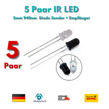 5 Paar IR LED 5mm 940nm Infrarot Emittierende Diode Sender + Empfänger