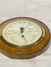 WANDBAROMETER HOLZ MESSING RUND AUSSEN HOLZ LACKIERT + MESSING UMRANDUNG