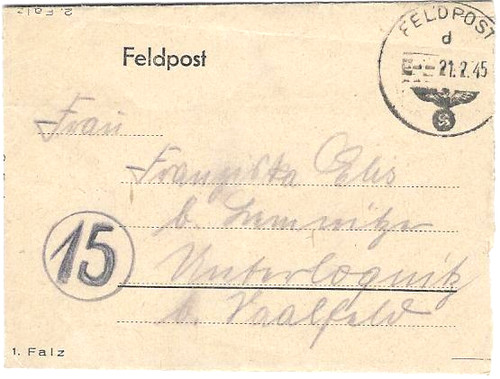 Später feldpostbrief 45 - feldpostbrief, 21.2.45