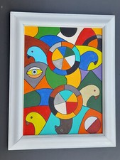 Moderne  Kunst  NOVAART  30 x 40 cm.  BRIEFTAUBEN